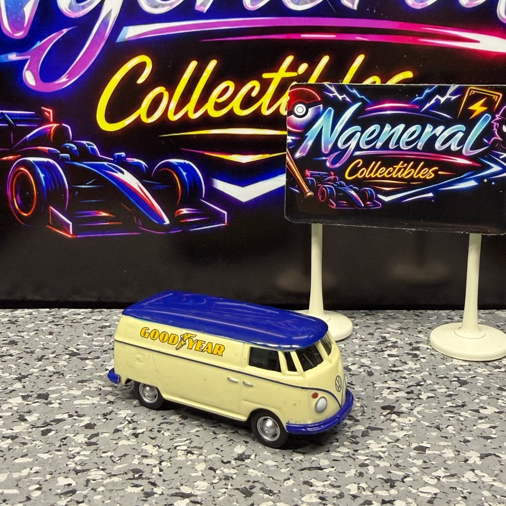 Greenlight Volkswagen Type 2 Bus Goodyear Service Cream Blue 1/64 Diecast Van